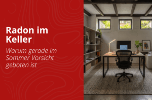 Digitales Radonmessgerät misst Radon im Keller eines Wohnhauses