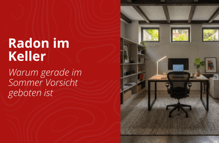 Digitales Radonmessgerät misst Radon im Keller eines Wohnhauses
